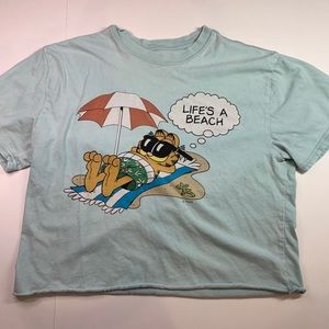 adorable garfield graphic cartoon crop top